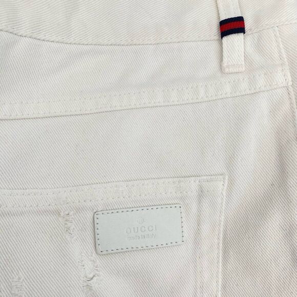 NWT Gucci Men’s Slim Distressed Ankle Jeans in Optical White Size 50 - Picture 9 of 10